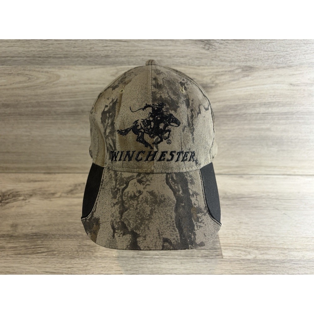 Vintage Winchester Strapback Hat Cap Camo Hunting Adjustable Embroidered
